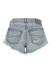 balenciaga light blue denim mini shorts redefine casual luxury through meticulou