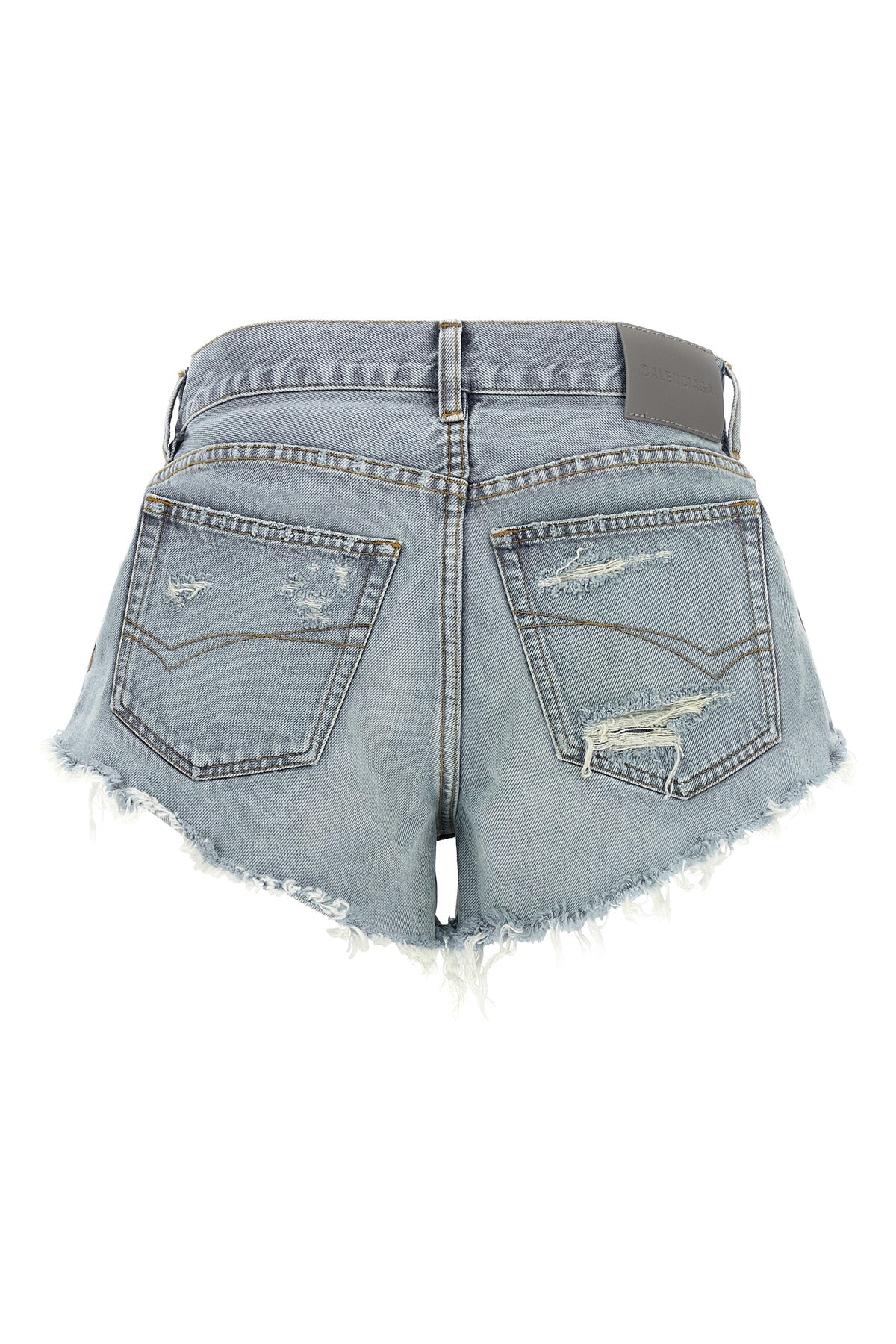 balenciaga light blue denim mini shorts redefine casual luxury through meticulou