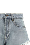 balenciaga light blue denim mini shorts redefine casual luxury through meticulou