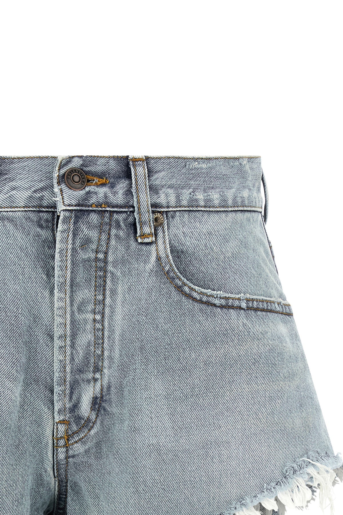 balenciaga light blue denim mini shorts redefine casual luxury through meticulou
