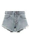 balenciaga light blue denim mini shorts redefine casual luxury through meticulou