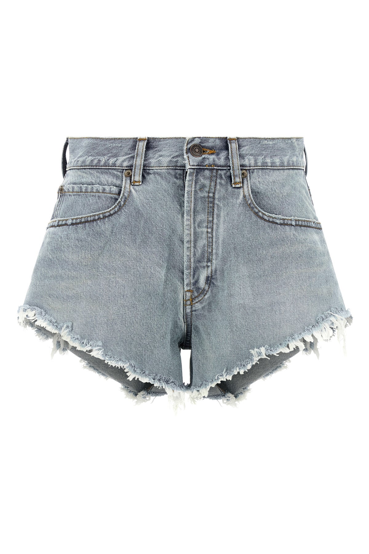 balenciaga light blue denim mini shorts redefine casual luxury through meticulou