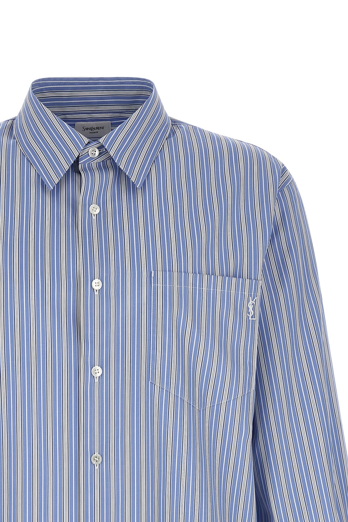 the saint laurent striped cotton poplin shirt