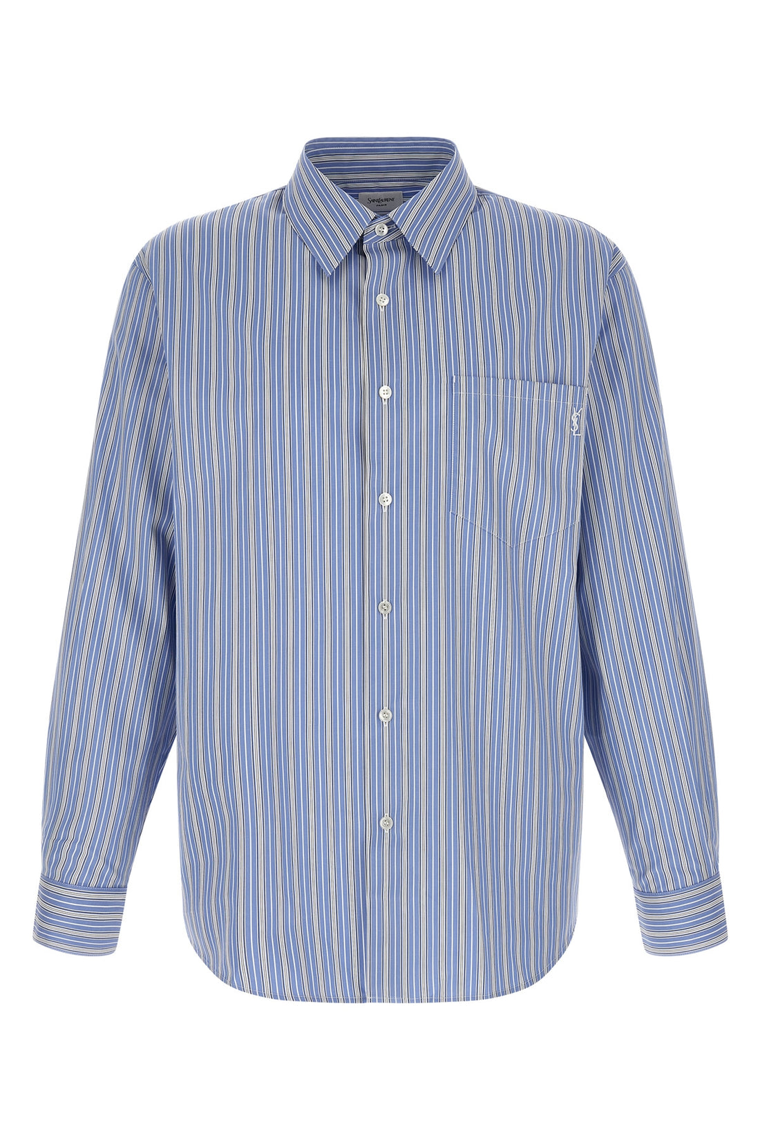 SAINT LAURENT 39 cm the saint laurent striped cotton poplin shirt
