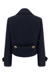the balenciaga peacoat cropped in navy structured wool reinterprets the codes of