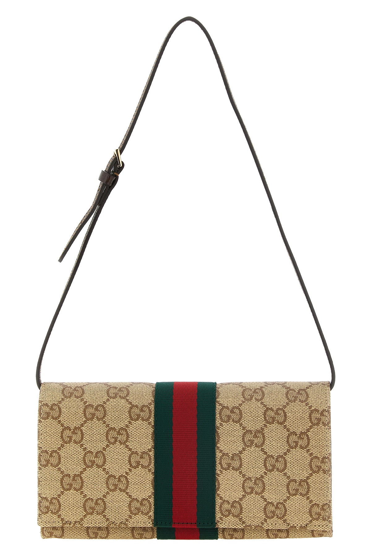 the gucci pouch is made of iconic cotton and linen canvas