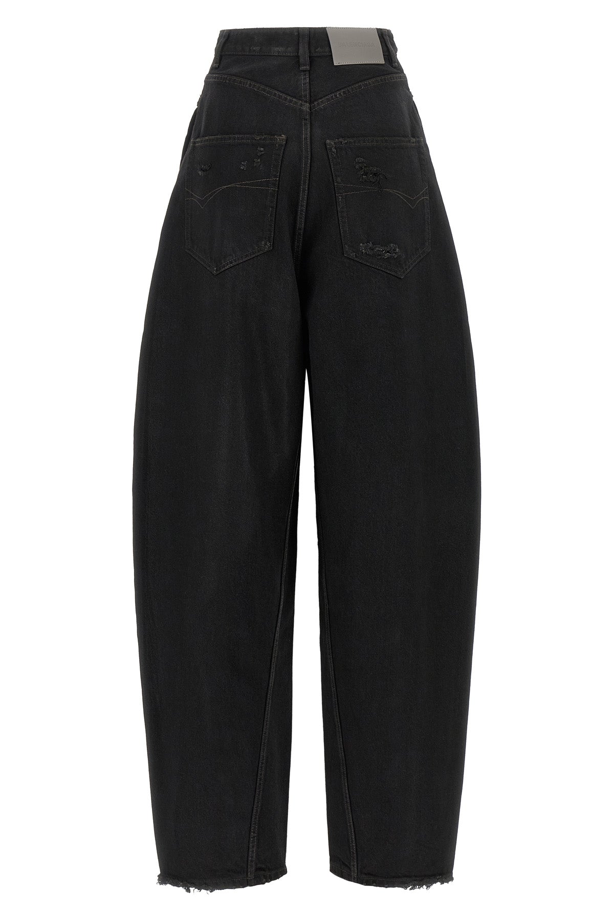 balenciaga jeans redefine denim volumes through a sculptural barrel construction