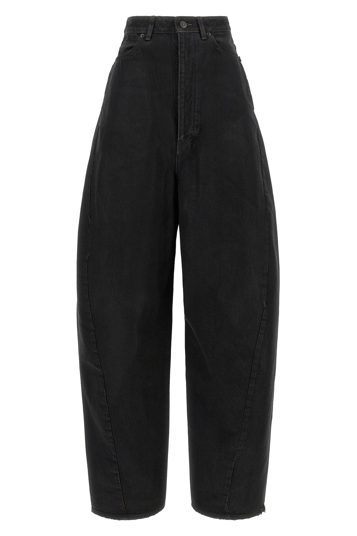 balenciaga jeans redefine denim volumes through a sculptural barrel construction