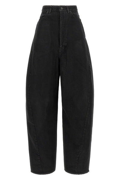 balenciaga jeans redefine denim volumes through a sculptural barrel construction