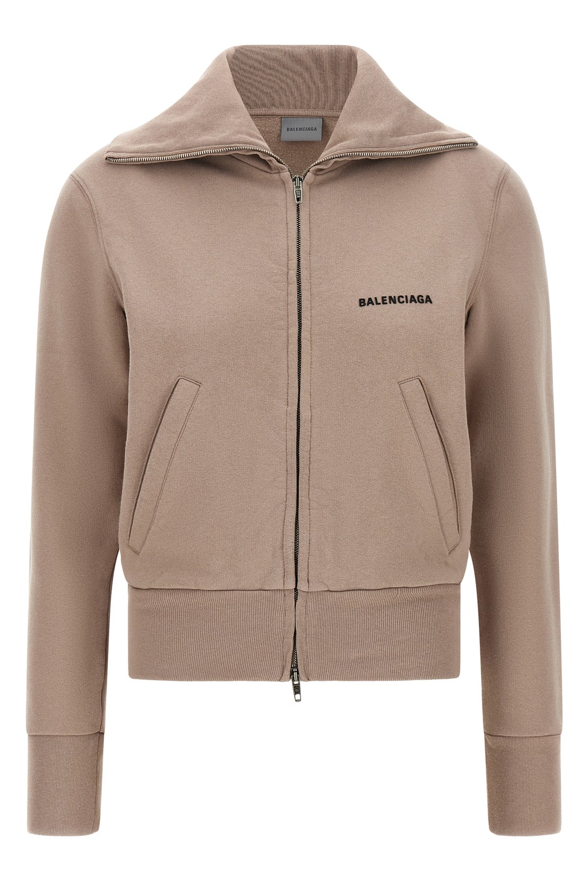 the balenciaga slim zip sweatshirt features a pure cotton tailored constructio