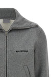 the balenciaga slim zip sweatshirt in pure mélange grey cotton redefines the c