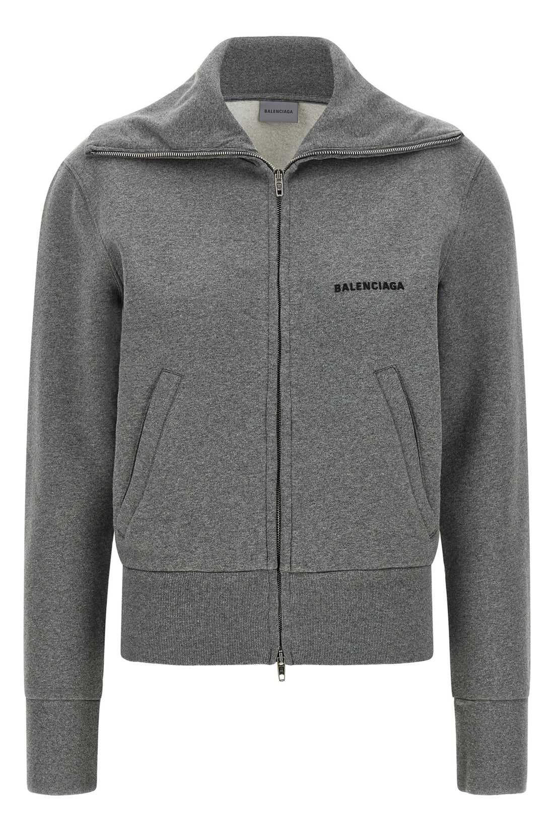 BALENCIAGA M the balenciaga slim zip sweatshirt in pure mélange grey cotton redefines the c