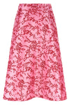 the alberta ferretti midi skirt defines the volumes through an a-shaped silhouet