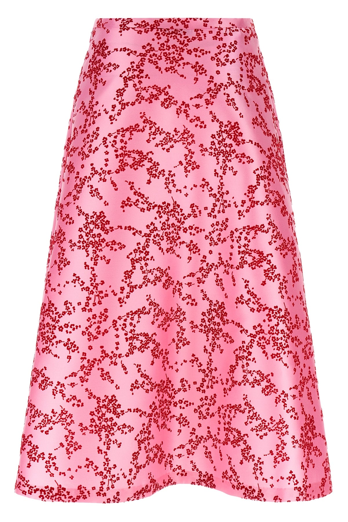 the alberta ferretti midi skirt defines the volumes through an a-shaped silhouet