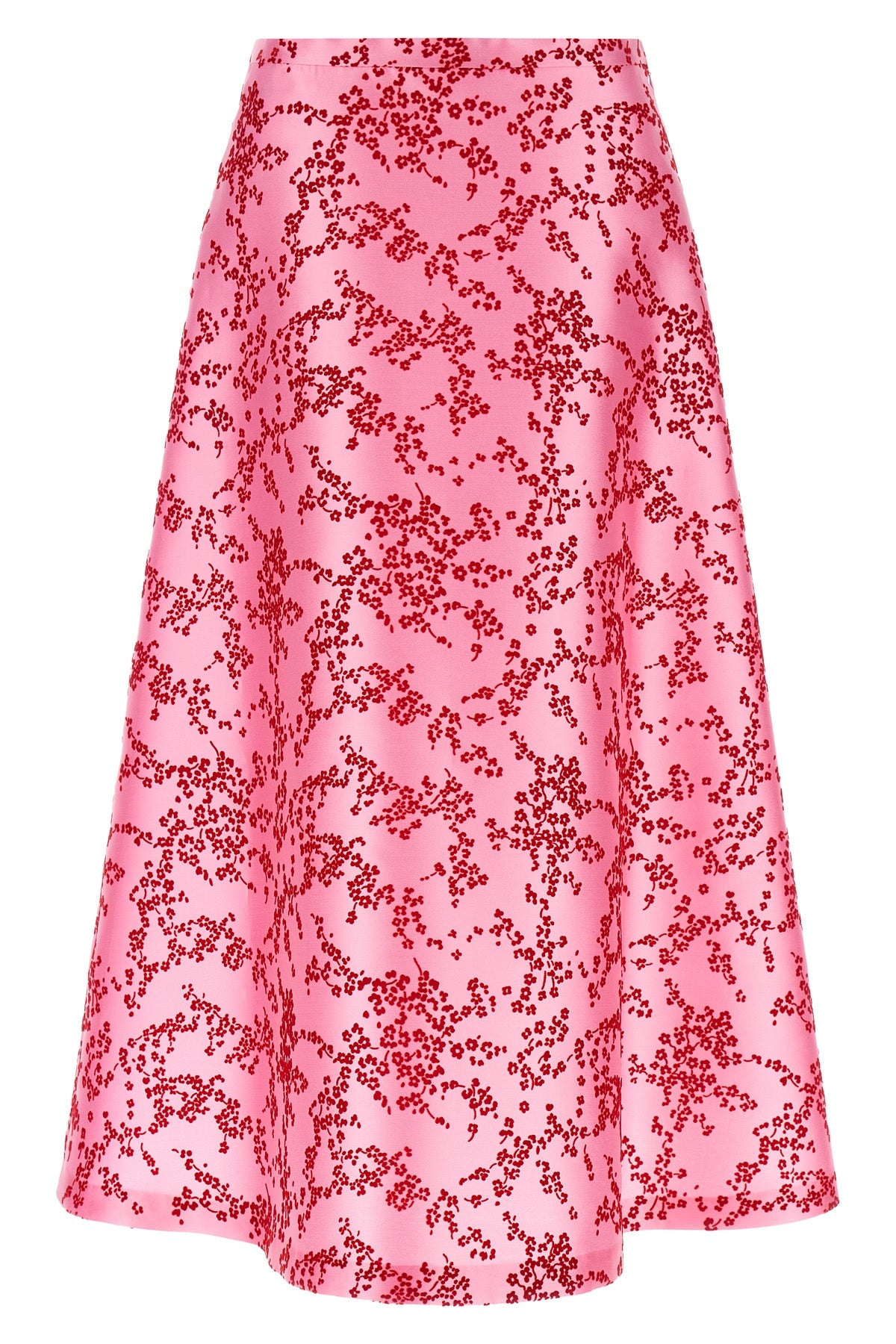 the alberta ferretti midi skirt defines the volumes through an a-shaped silhouet