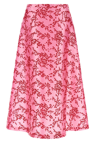 the alberta ferretti midi skirt defines the volumes through an a-shaped silhouet