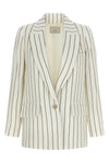 single-breasted blazer in pinstriped linen cotton twill