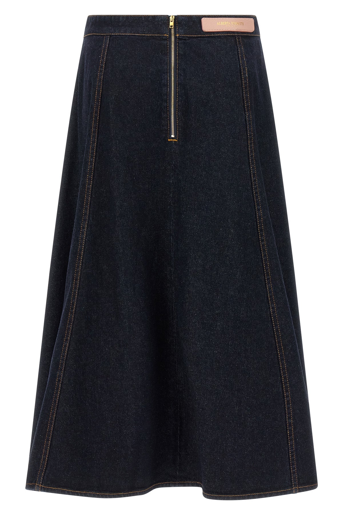 the alberta ferretti maxi skirt reinterprets the classic denim