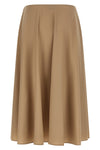 the moschino midi skirt defines a flared silhouette