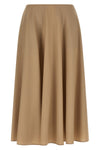 the moschino midi skirt defines a flared silhouette
