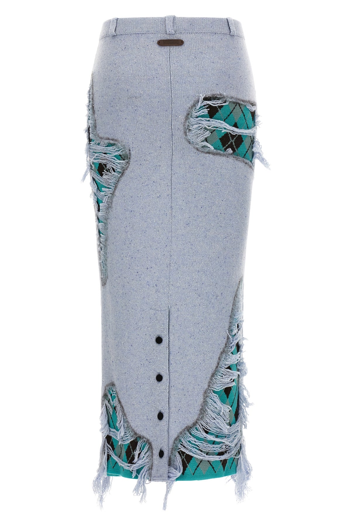 the moschino deconstructed argyle skirt in fine wool and silk blend redefines