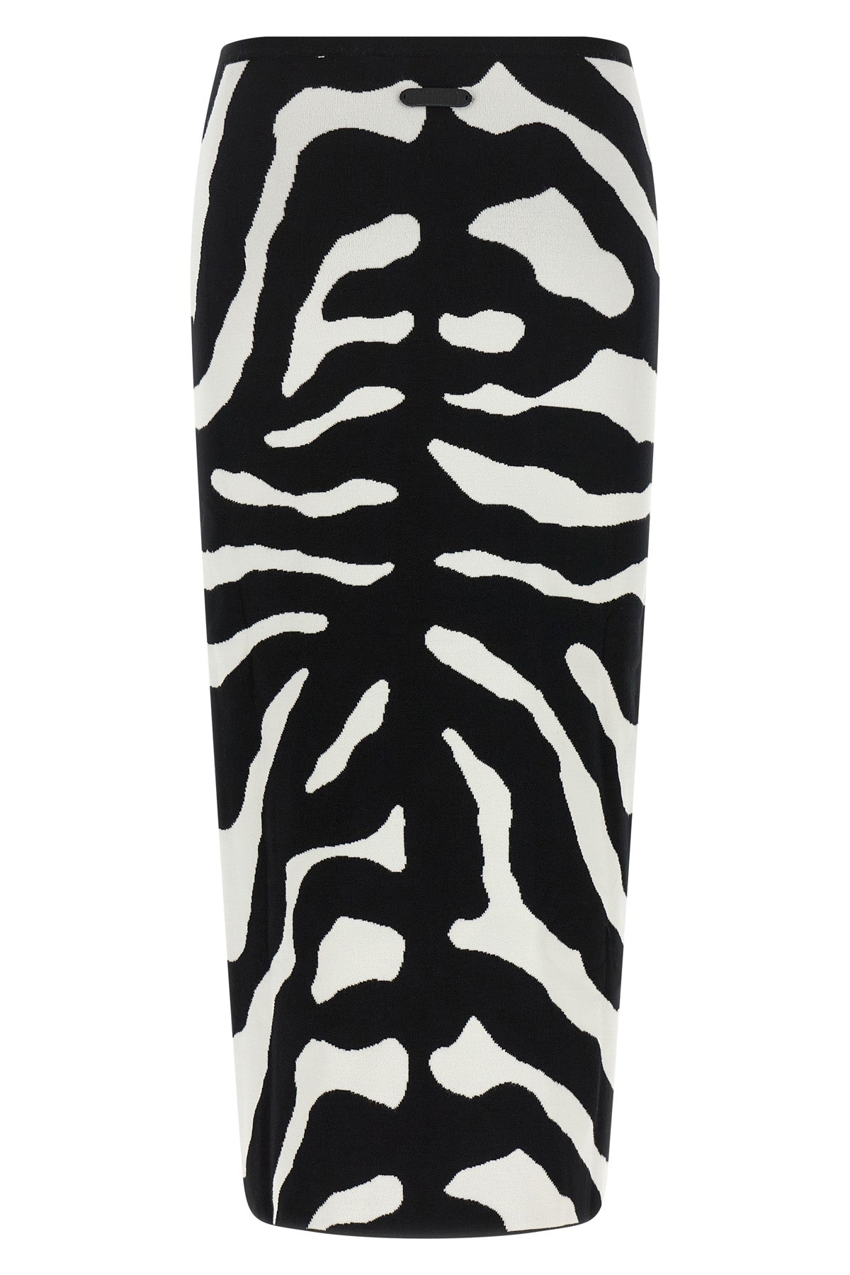 the moschino midi skirt defines a bold aesthetic through a tight and precise sil
