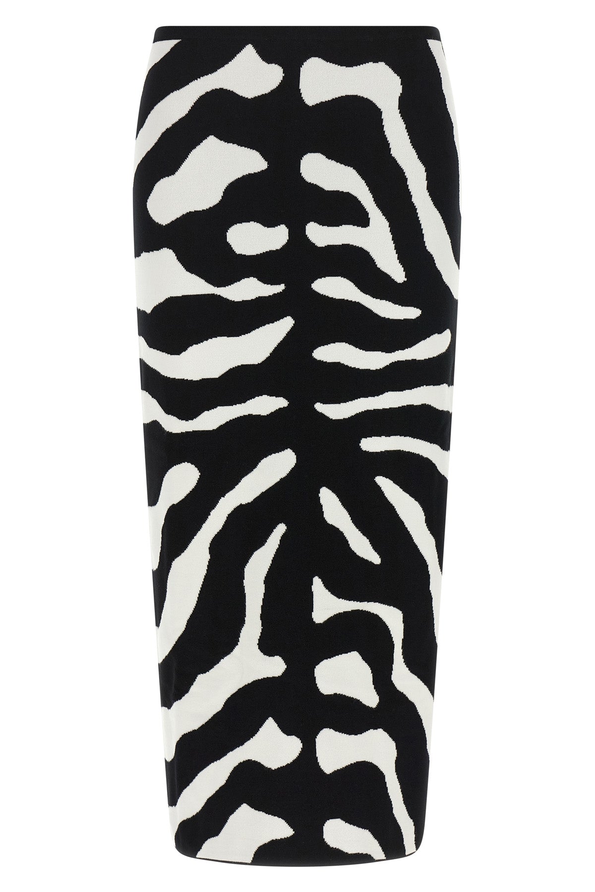 the moschino midi skirt defines a bold aesthetic through a tight and precise sil