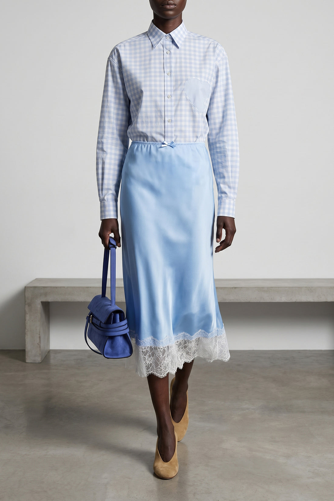 MOSCHINO S long shirt in vichy cotton poplin