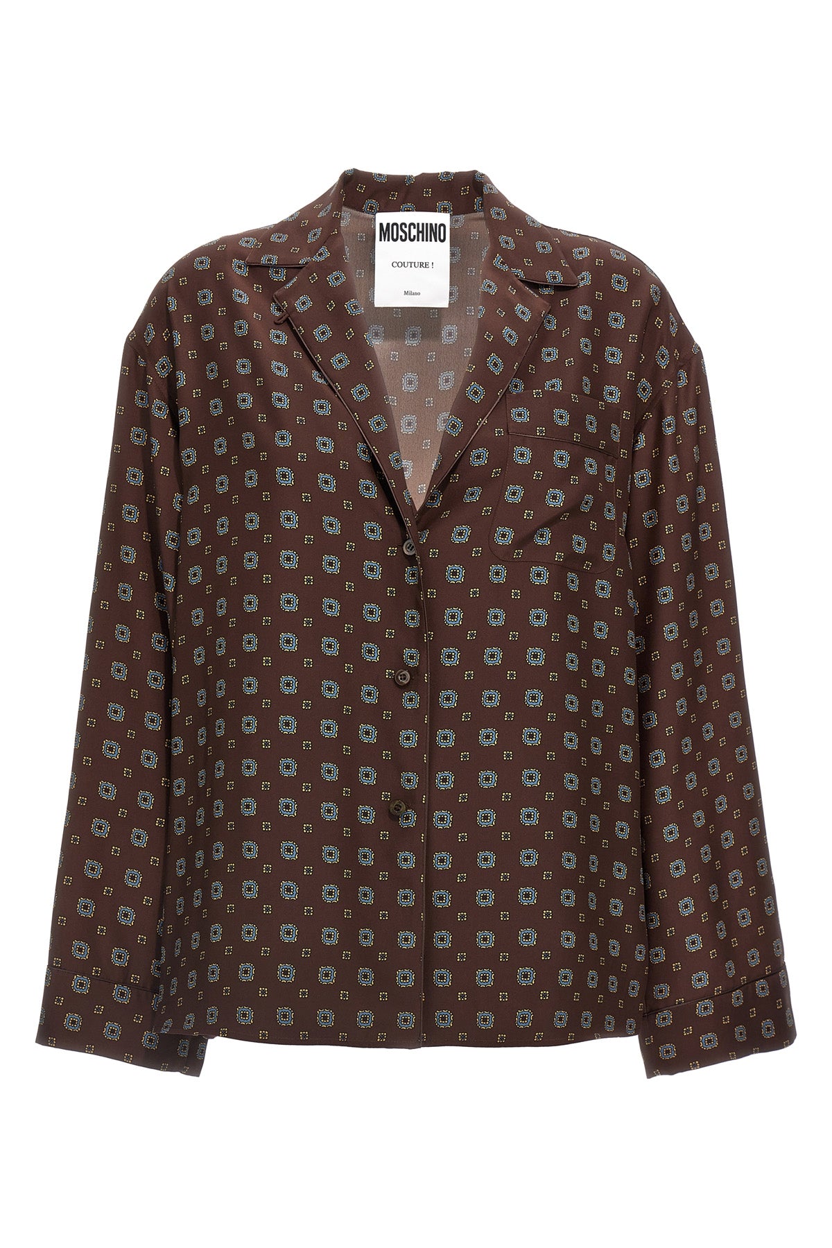 patterned print silk shirt