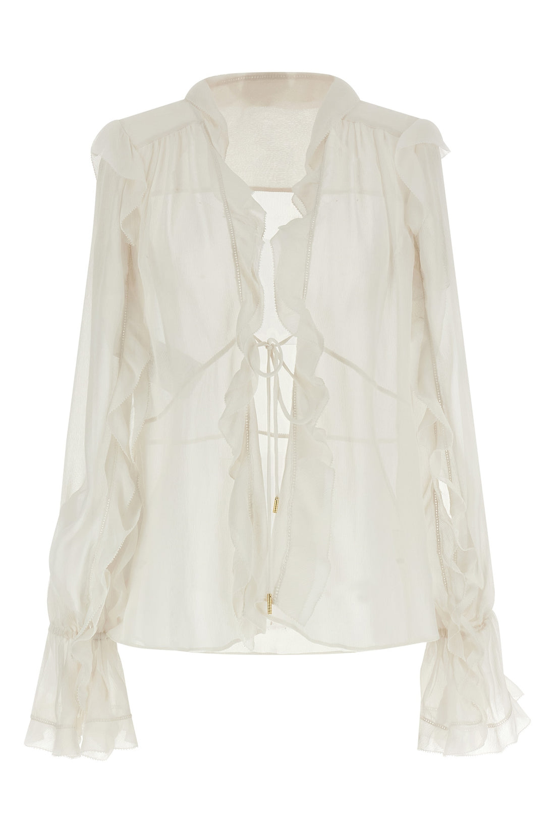 ALBERTA FERRETTI 40 semi-transparent silk crêponne blouse