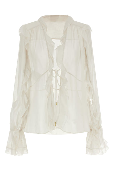 semi-transparent silk crêponne blouse