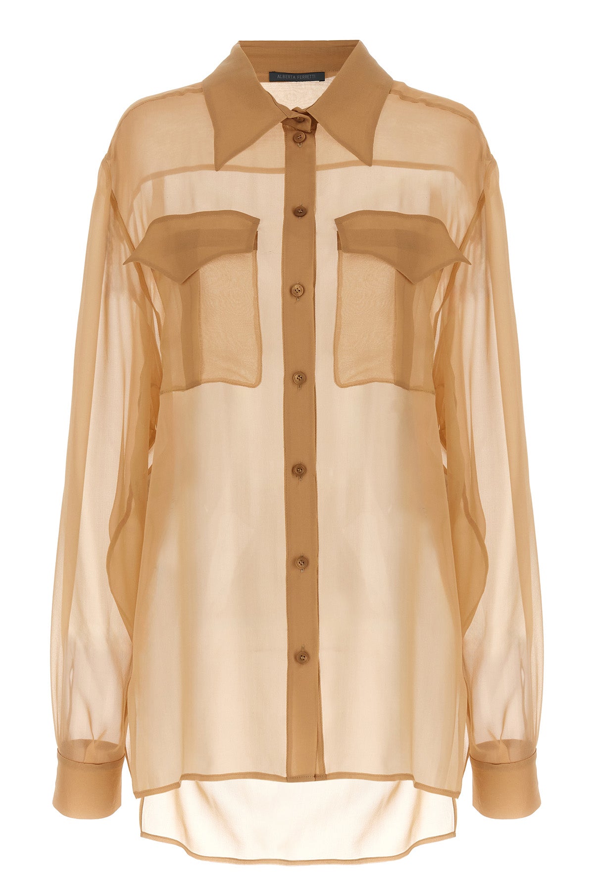 transparent silk chiffon shirt