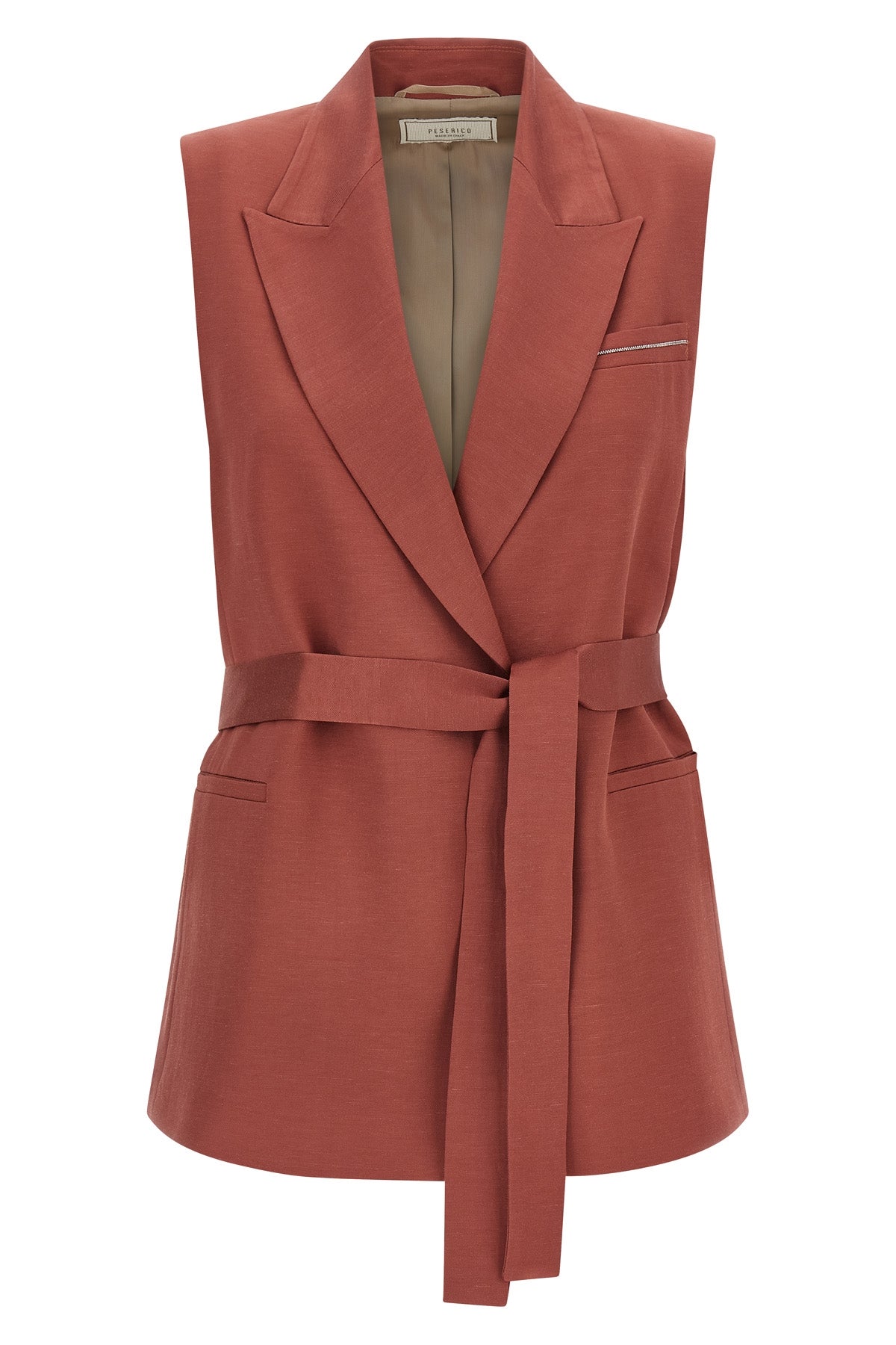 double-breasted vest in viscose and linen blend