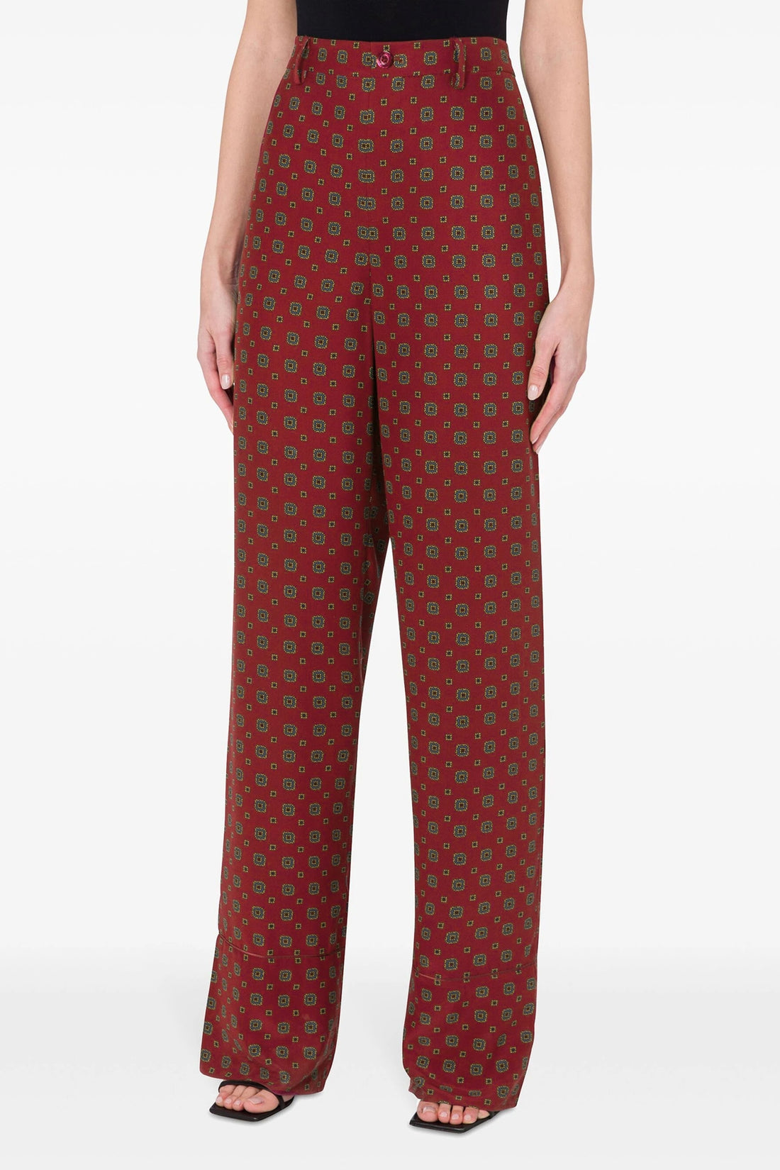 MOSCHINO 40 patterned print silk trousers