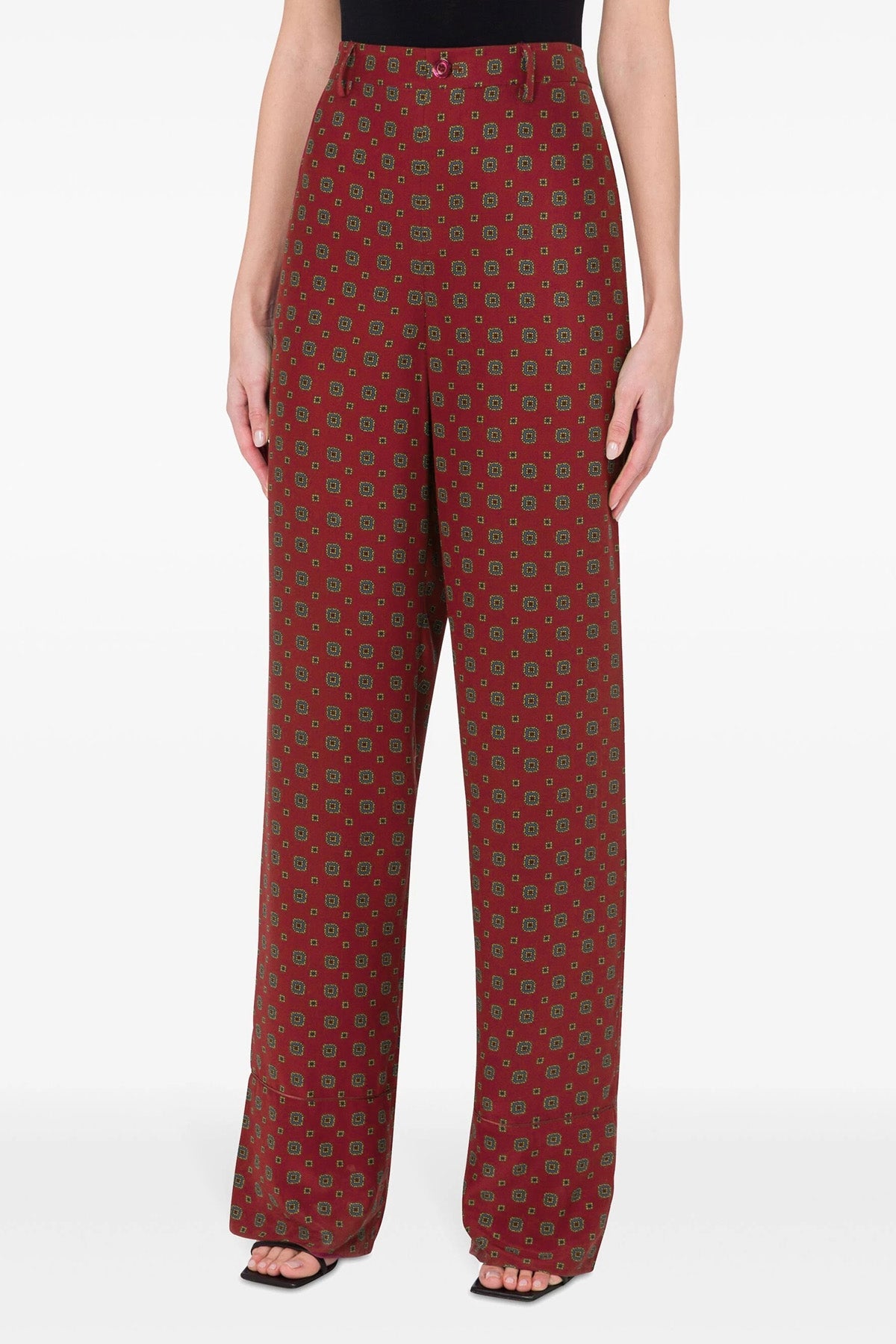 patterned print silk trousers