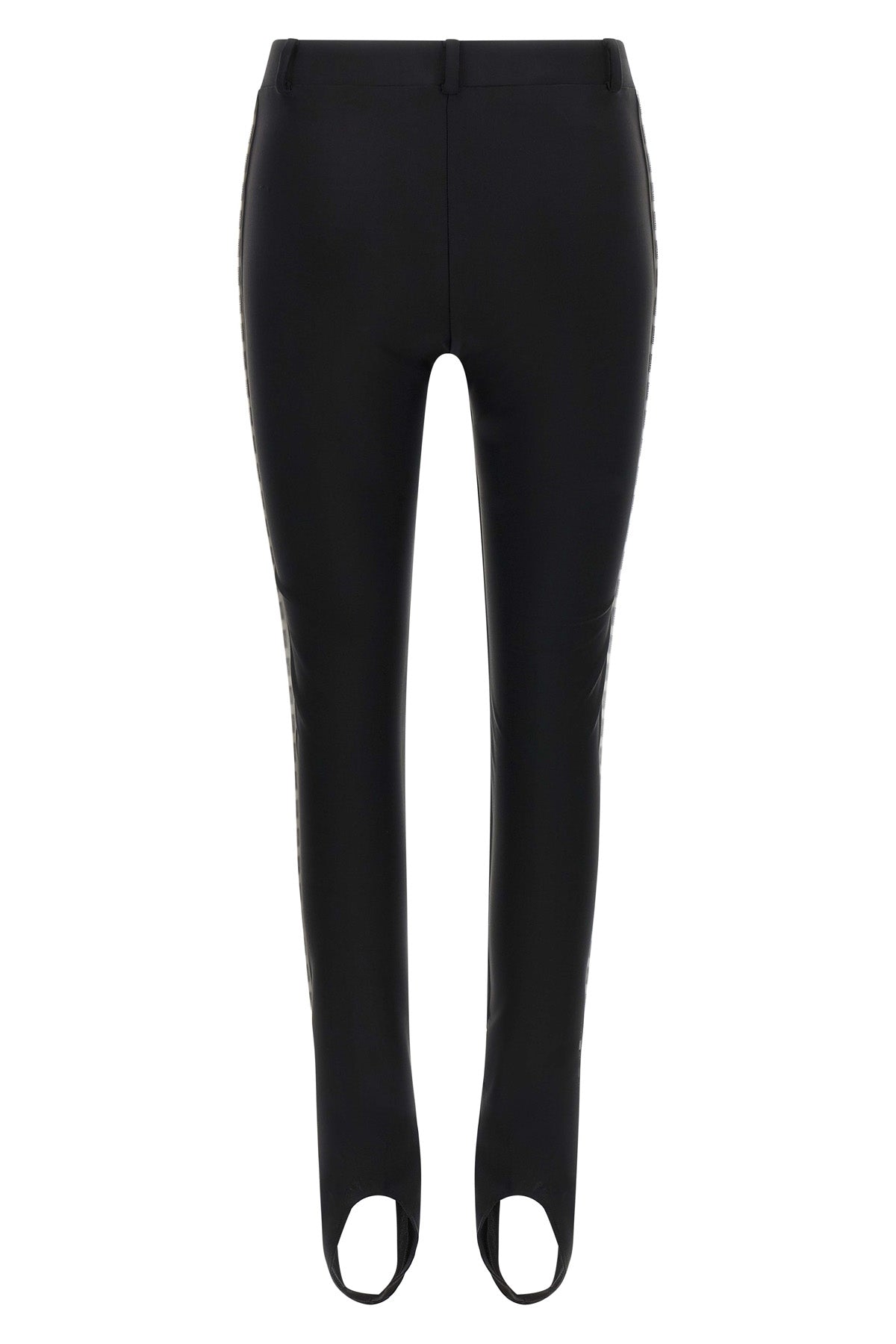 moschinos black leggings define the silhouette through a stretch lycra construc
