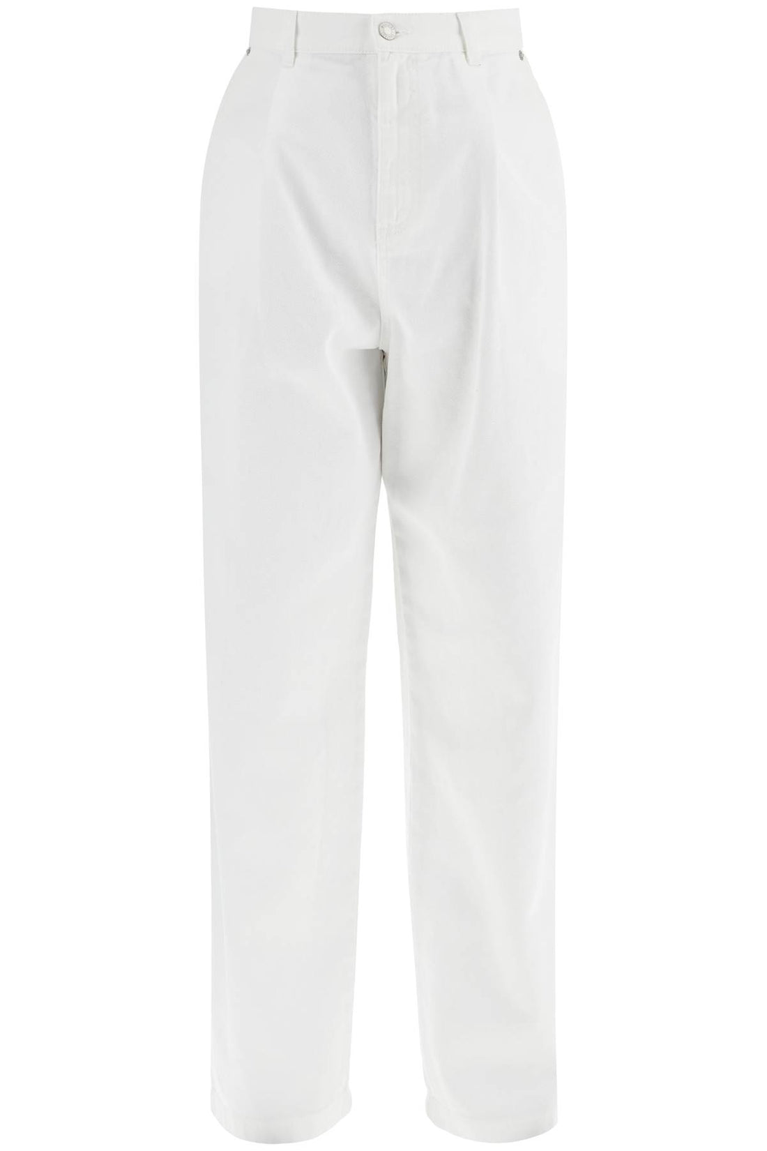 white cotton wide leg trousers