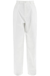 white cotton wide leg trousers