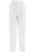 white cotton wide leg trousers