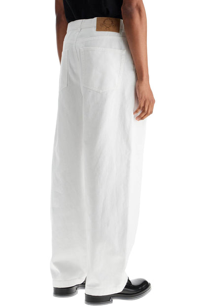 white cotton wide leg trousers