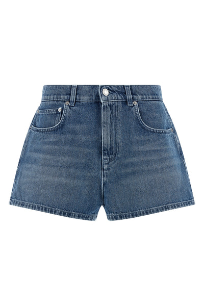 stone-washed cotton denim shorts