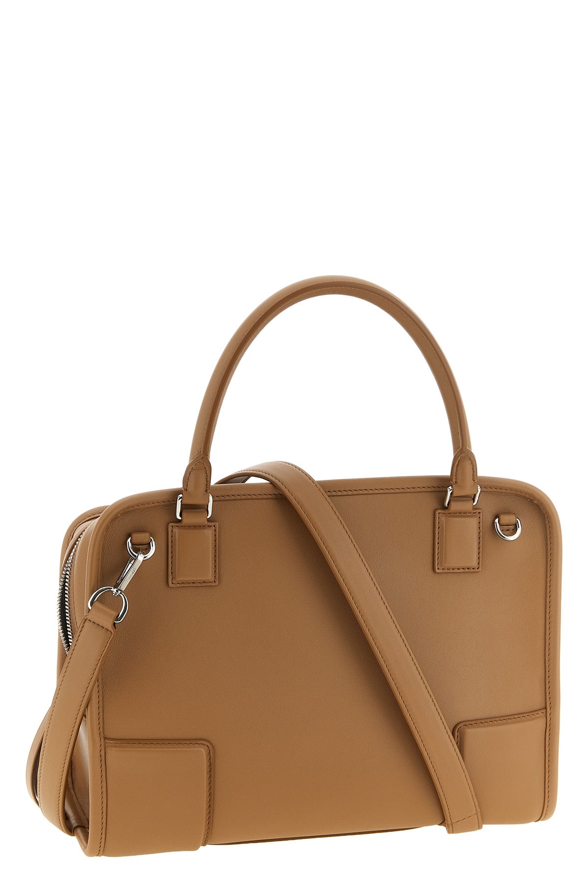 the loewe amazona 180 medium handbag is made of soft camel calf leather