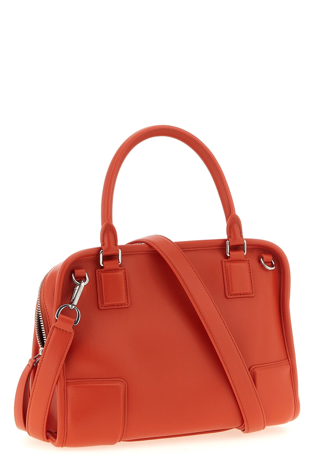 the loewe amazona 180 small handbag made of fine orange calf leather stands ou