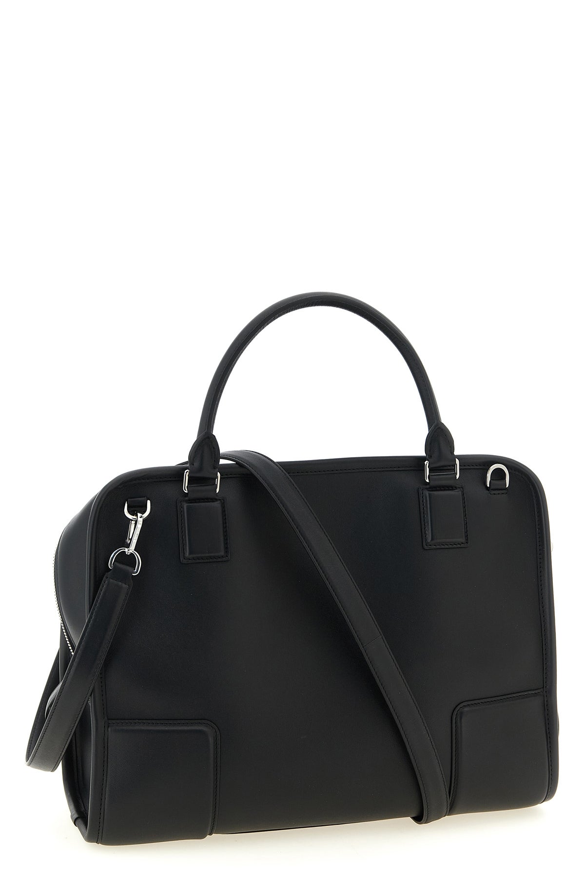 large amazona 180 handbag in suede and contrasting smooth leather