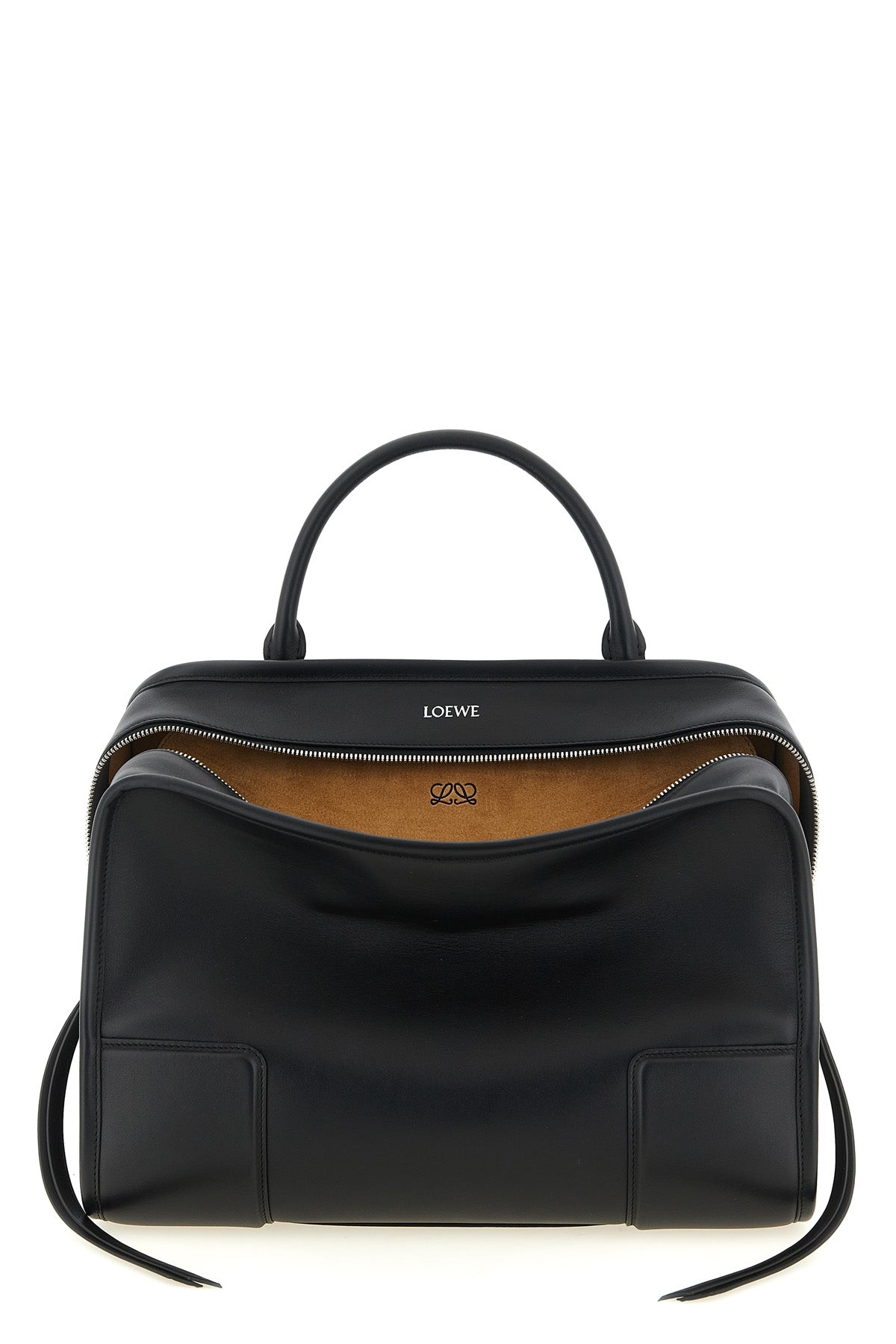 large amazona 180 handbag in suede and contrasting smooth leather