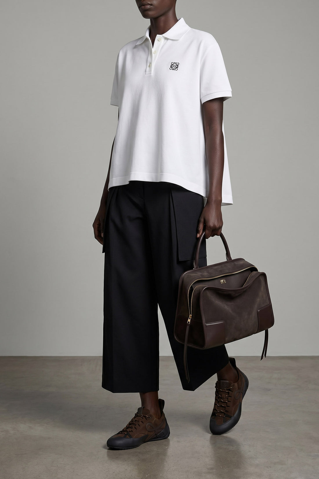 LOEWE OS large amazona 180 handbag in suede and tone-on-tone smooth leather