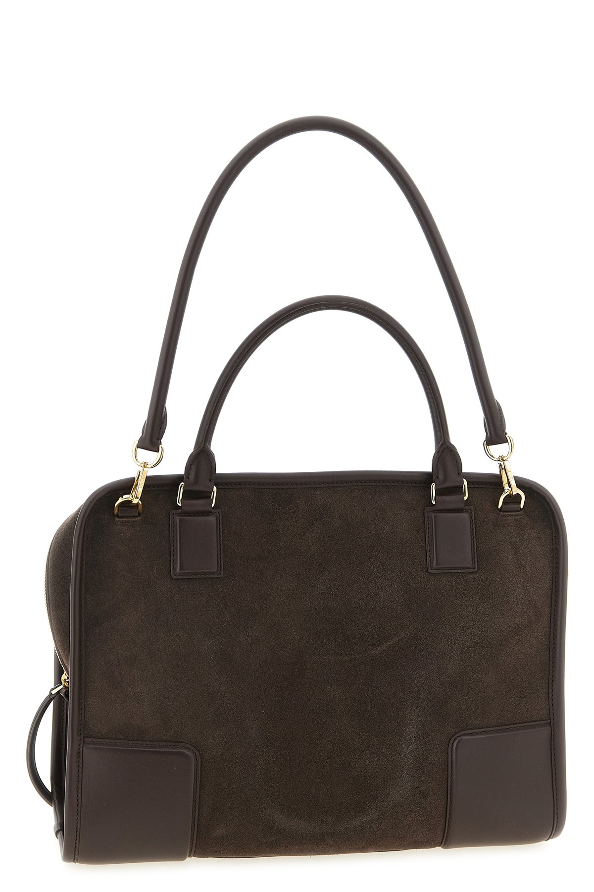 large amazona 180 handbag in suede and tone-on-tone smooth leather