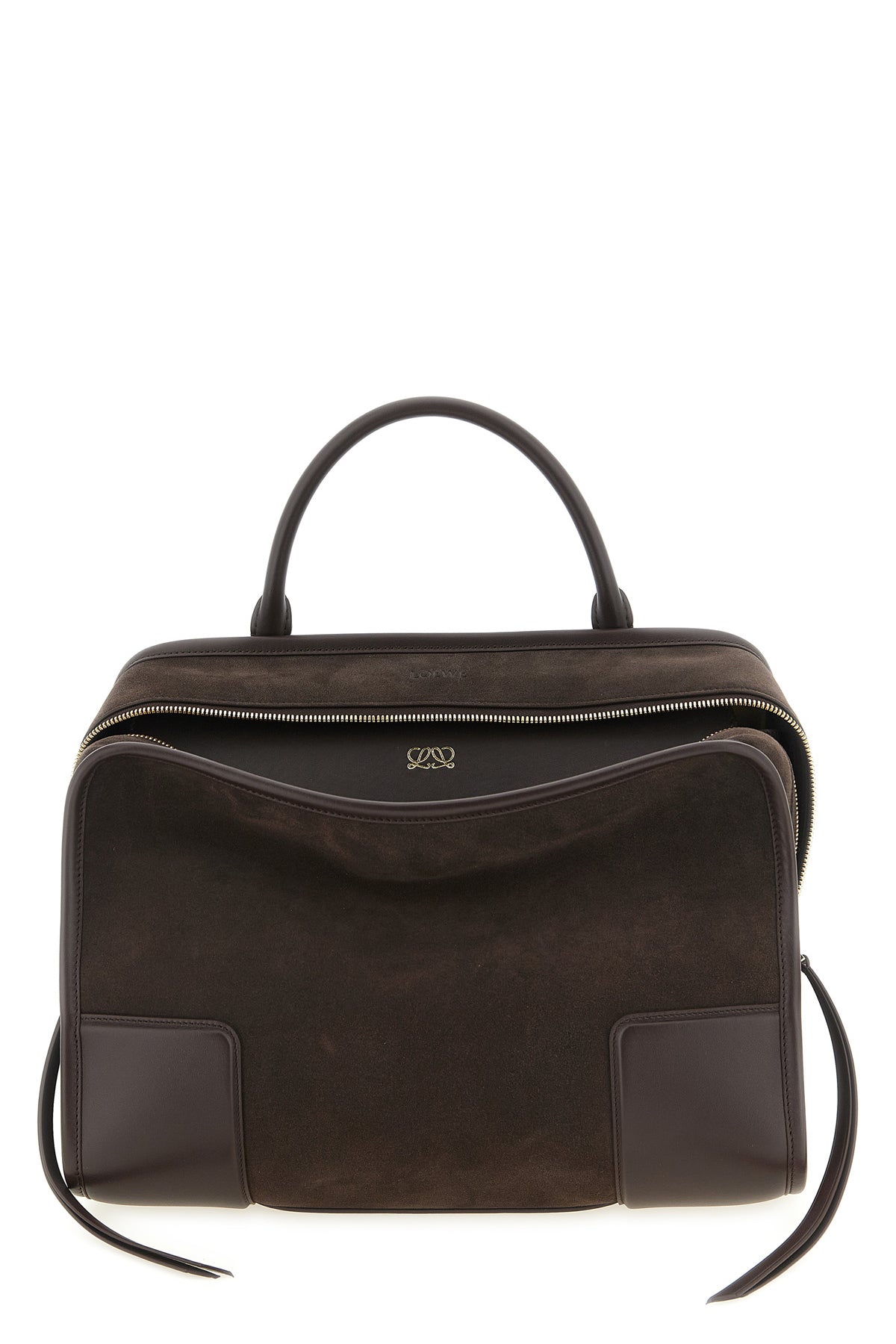large amazona 180 handbag in suede and tone-on-tone smooth leather