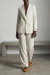 pinstriped cotton linen twill pants