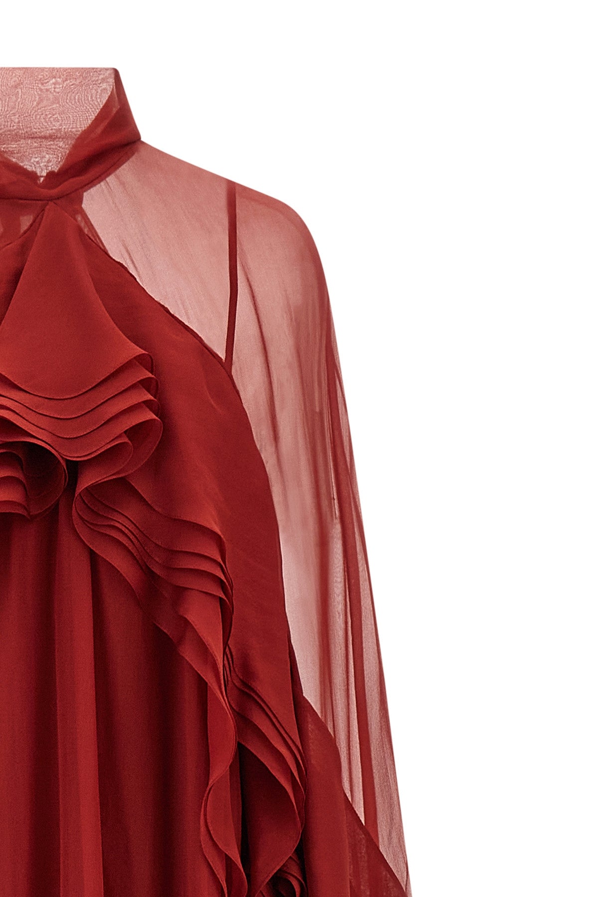 the long alberta ferretti dress in pure silk chiffon stands out for a fluid silh